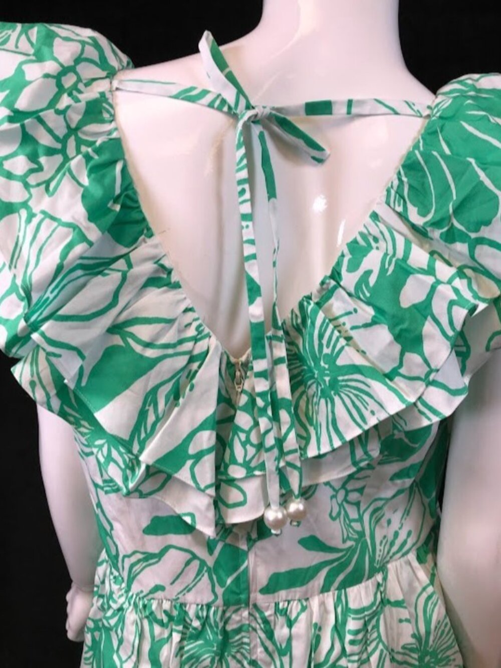 NWT Lilly Pulitzer RitaMarie V-Neck Ruffle Dress Spearmint Green Size 14 - Picture 4 of 13